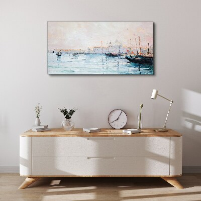 Foto auf leinwand Ein ruhiger Hafen am Morgen