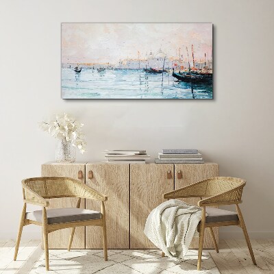 Foto auf leinwand Ein ruhiger Hafen am Morgen