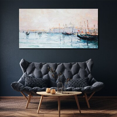 Foto auf leinwand Ein ruhiger Hafen am Morgen
