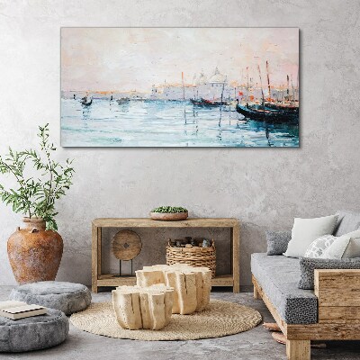 Foto auf leinwand Ein ruhiger Hafen am Morgen
