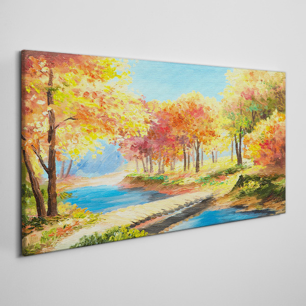 Foto auf leinwand Herbstliche Gasse am Fluss