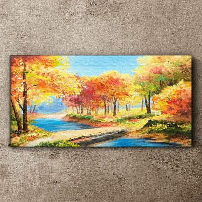 Foto auf leinwand Herbstliche Gasse am Fluss