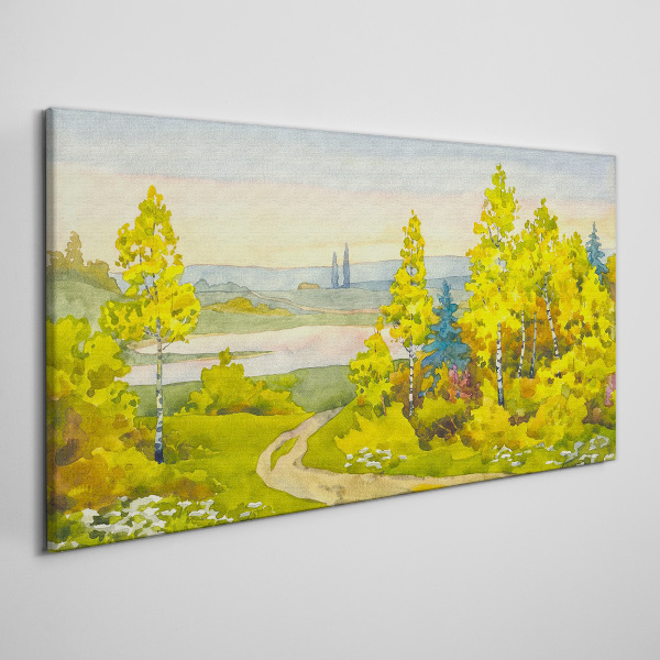 Foto auf leinwand Frühlingslandschaft mit Bäumen