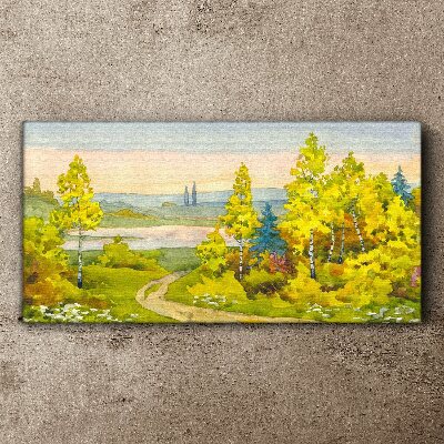 Foto auf leinwand Frühlingslandschaft mit Bäumen
