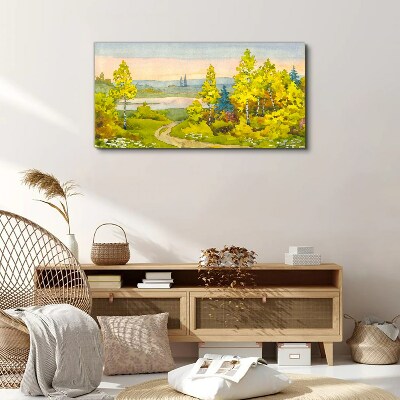 Foto auf leinwand Frühlingslandschaft mit Bäumen