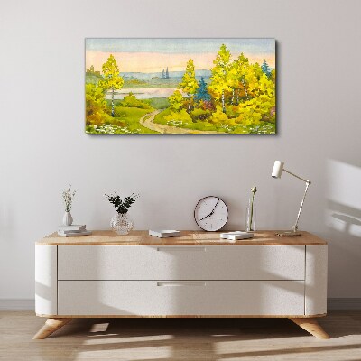 Foto auf leinwand Frühlingslandschaft mit Bäumen
