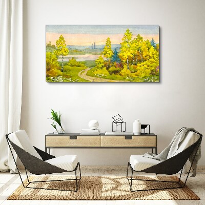Foto auf leinwand Frühlingslandschaft mit Bäumen