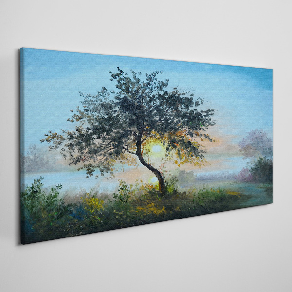 Wandbild Sonnenuntergang über dem See