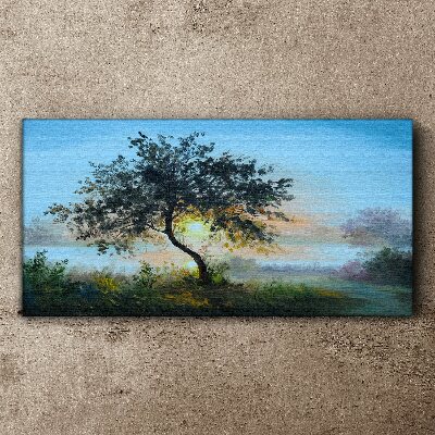 Wandbild Sonnenuntergang über dem See