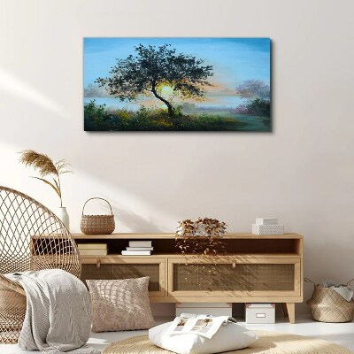Wandbild Sonnenuntergang über dem See