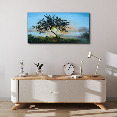 Wandbild Sonnenuntergang über dem See