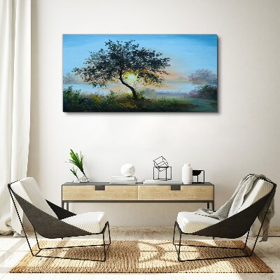 Wandbild Sonnenuntergang über dem See