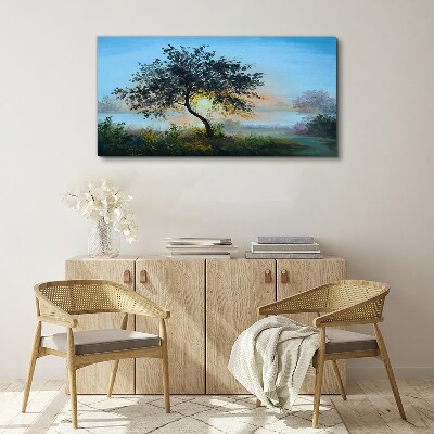 Wandbild Baum Himmel Wasser Sonne