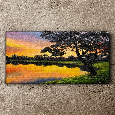 Wandbild Sonnenuntergang über dem See
