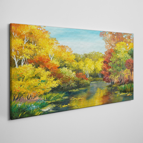 Foto auf leinwand Goldener Herbst am See