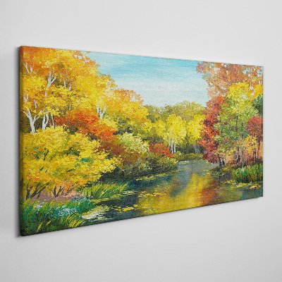 Foto auf leinwand Goldener Herbst am See