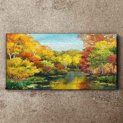 Foto auf leinwand Goldener Herbst am See