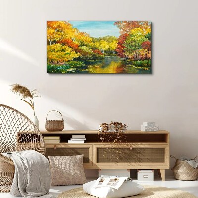 Foto auf leinwand Goldener Herbst am See