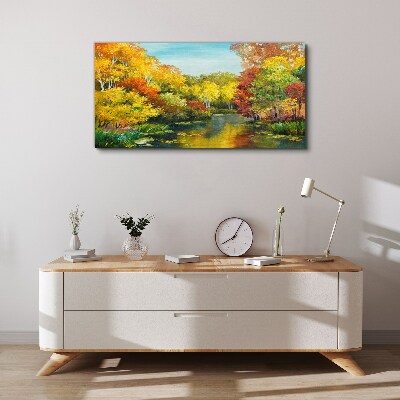 Foto auf leinwand Goldener Herbst am See