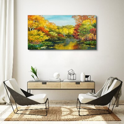 Foto auf leinwand Goldener Herbst am See