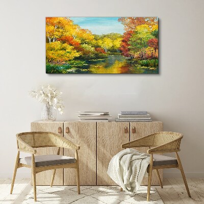 Foto auf leinwand Goldener Herbst am See