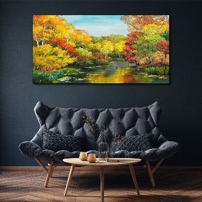 Foto auf leinwand Goldener Herbst am See