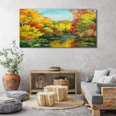Foto auf leinwand Goldener Herbst am See