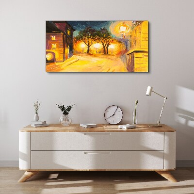 Foto auf leinwand Goldener Abend in der Stadt