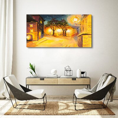 Foto auf leinwand Goldener Abend in der Stadt