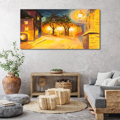 Foto auf leinwand Goldener Abend in der Stadt