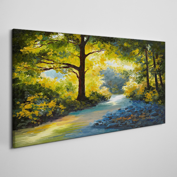 Foto auf leinwand Goldenes Licht in der Waldlandschaft