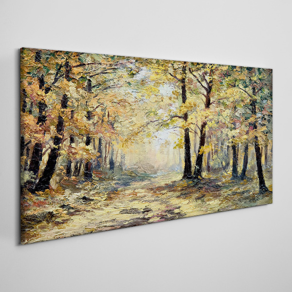 Foto auf leinwand Goldener Wald in herbstlicher Aura