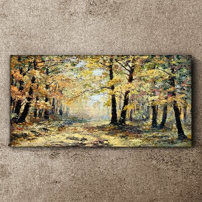 Foto auf leinwand Goldener Wald in herbstlicher Aura