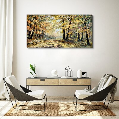 Foto auf leinwand Goldener Wald in herbstlicher Aura