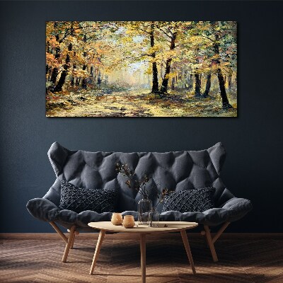 Foto auf leinwand Goldener Wald in herbstlicher Aura