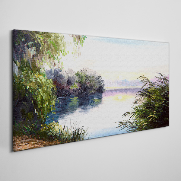 Foto leinwand Eine friedliche Landschaft am Fluss