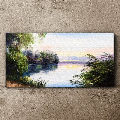 Foto leinwand Eine friedliche Landschaft am Fluss