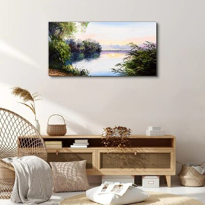 Foto leinwand Eine friedliche Landschaft am Fluss