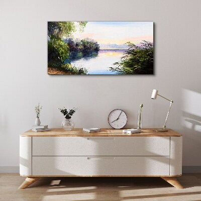 Foto leinwand Eine friedliche Landschaft am Fluss