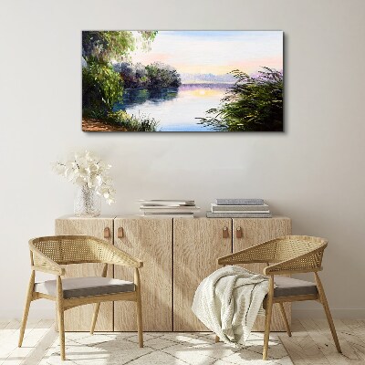 Foto leinwand Eine friedliche Landschaft am Fluss