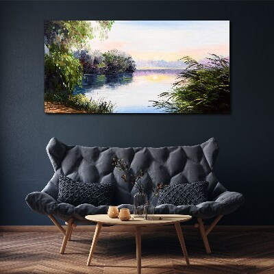 Foto leinwand Eine friedliche Landschaft am Fluss