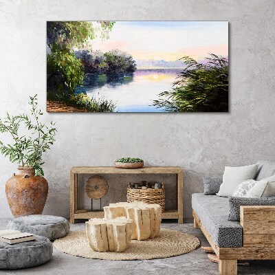 Foto leinwand Eine friedliche Landschaft am Fluss