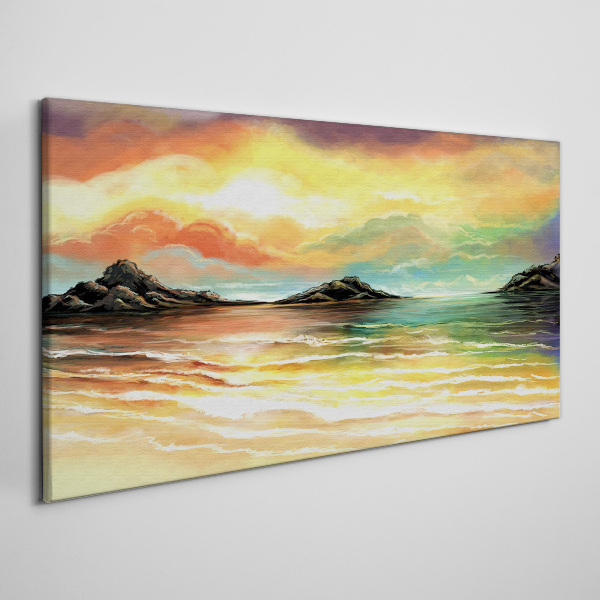 Foto auf leinwand Ein friedlicher Sonnenuntergang über dem Meer