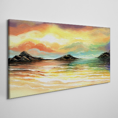 Foto auf leinwand Ein friedlicher Sonnenuntergang über dem Meer