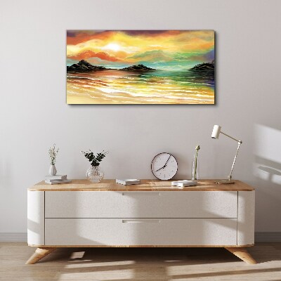 Foto auf leinwand Ein friedlicher Sonnenuntergang über dem Meer