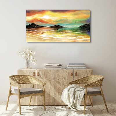 Foto auf leinwand Ein friedlicher Sonnenuntergang über dem Meer