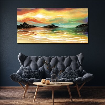 Foto auf leinwand Ein friedlicher Sonnenuntergang über dem Meer
