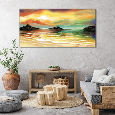 Foto auf leinwand Ein friedlicher Sonnenuntergang über dem Meer