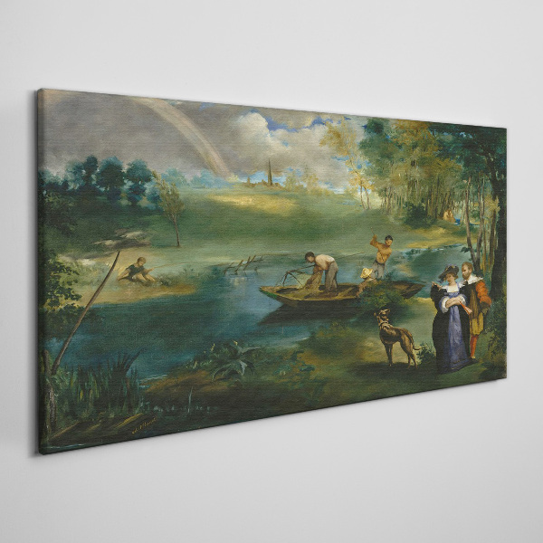 Foto auf leinwand Eine Szene am Wasser mit Fischern