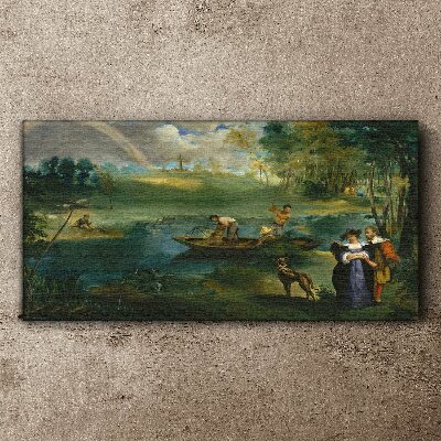 Foto auf leinwand Eine Szene am Wasser mit Fischern